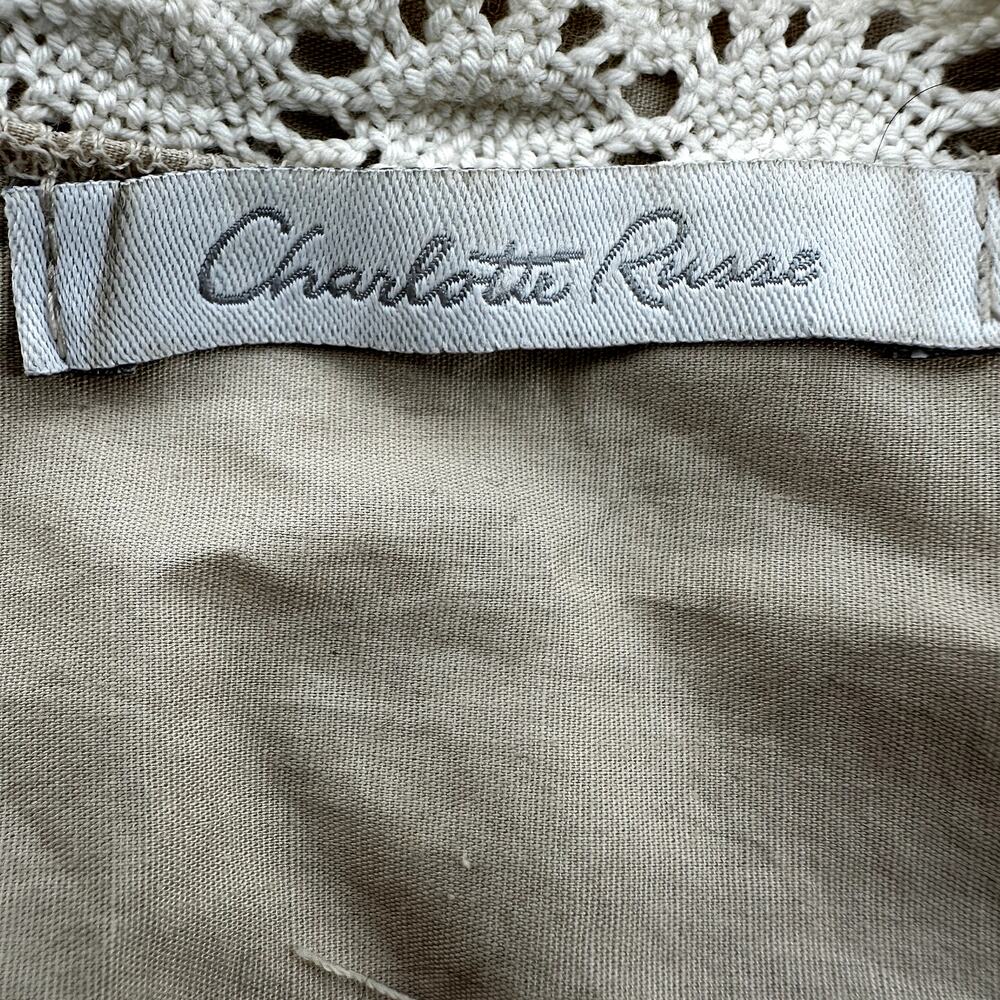 Vintage Charlotte Russe Wrap Blouse Top V Neck Embroidered Lace Trim Cream Small - Picture 2 of 4